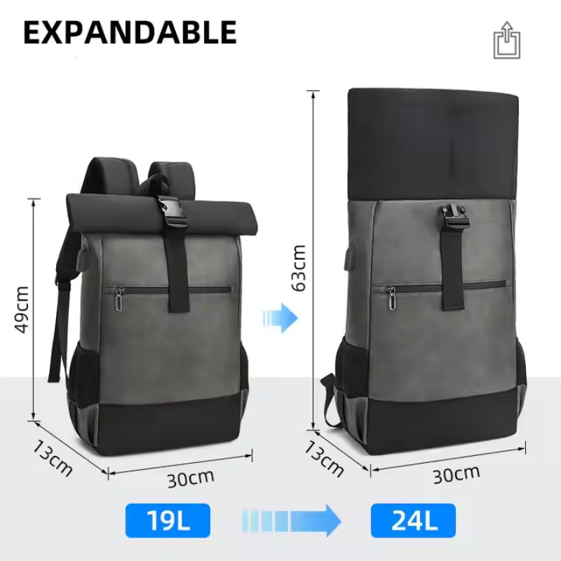 Durable expandable roll top bag Bulk Order