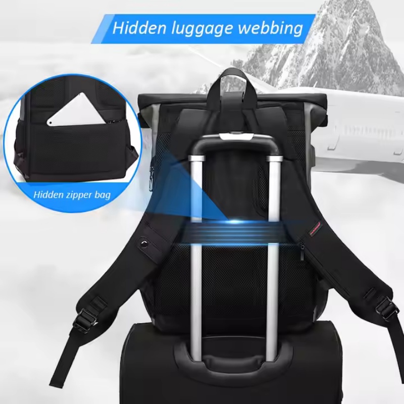 Roll top backpack for eco-conscious users