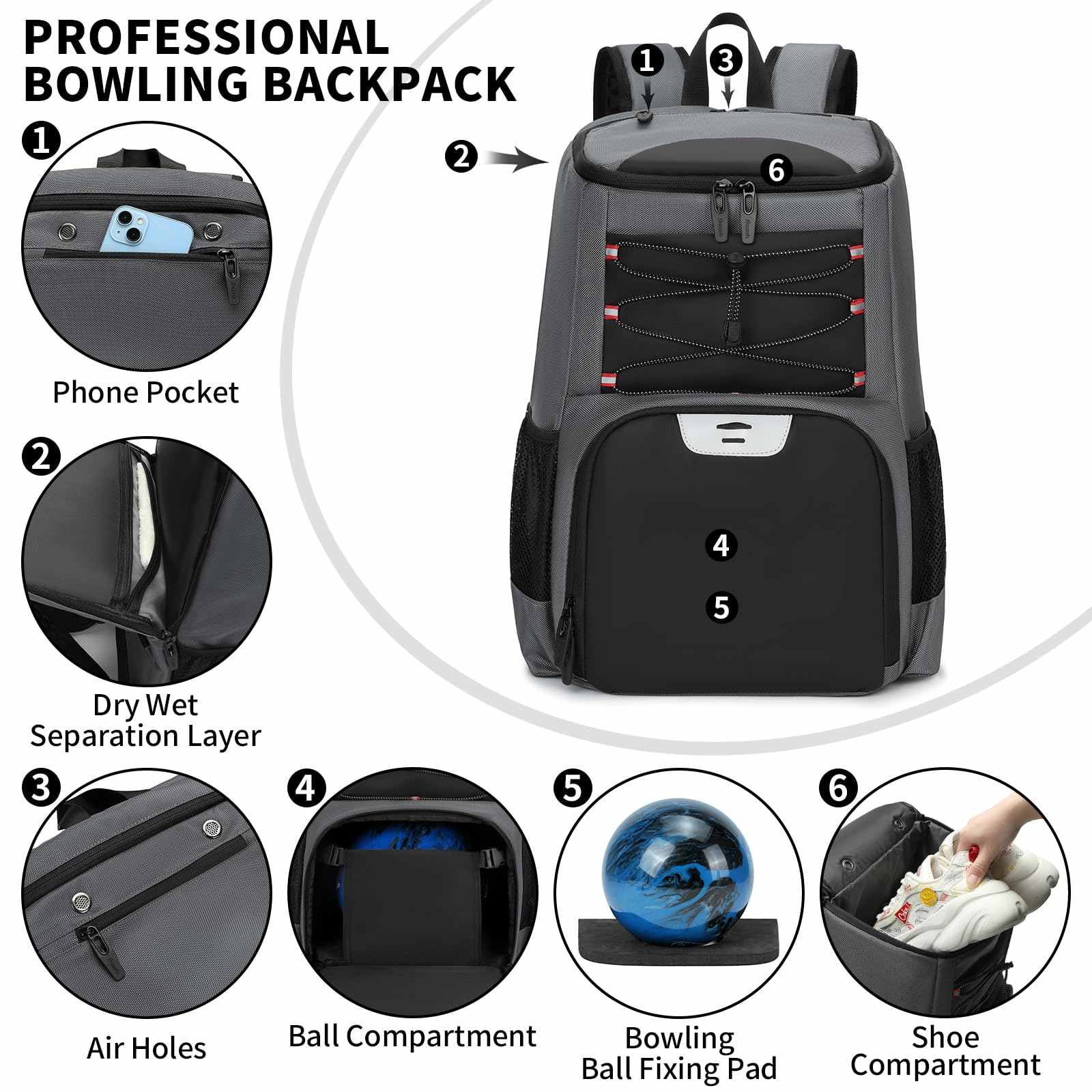 OEM Multifunction Bowling Backpack Shoe Bag